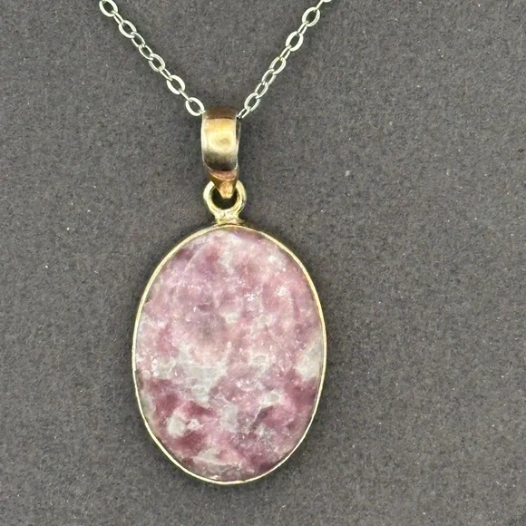 Oval Sparkling Pink Tourmaline Quartz Pendant in Silver 925 Setting on Chain - Picture 6 of 15